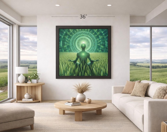 Framed Heart Work:  Meditation in Green Grass, Cosmic Natural Mandala