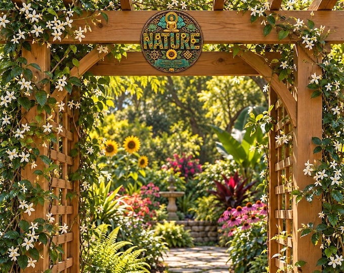 Buddha Namaste Sunflower Mandala Wood Sign