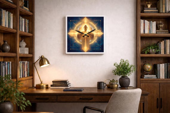 The Crucifix of the Eternal Now Acrylic Wall Clock | Meditation, Mindfulness Decor