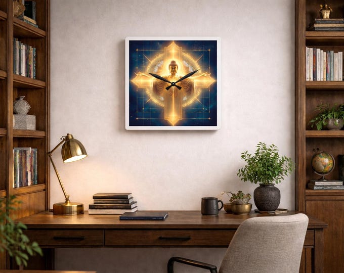 The Crucifix of the Eternal Now Acrylic Wall Clock | Meditation, Mindfulness Decor