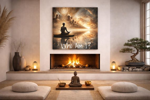 Spiritual Awakening Canvas Art: 'Who Am I?' Meditation Decor