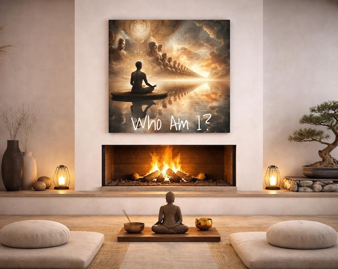 Spiritual Awakening Canvas Art: 'Who Am I?' Meditation Decor