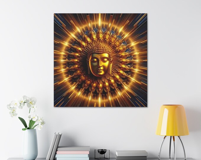 Golden Buddha Canvas Art: Spiritual Zen Decor