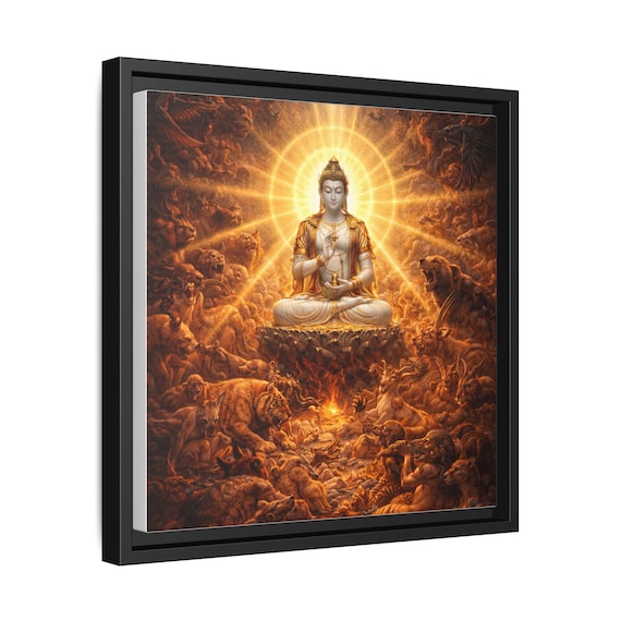Compassion in the Animal Realm, Buddha Radiance Meditation Matte Canvas Framed | Spiritual Wall Art