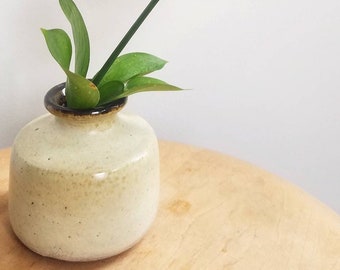 Small handmade natural stone glaze vase. Minimalist ceramic vase or container. Ceramic house warming gift. Studio pottery vase.