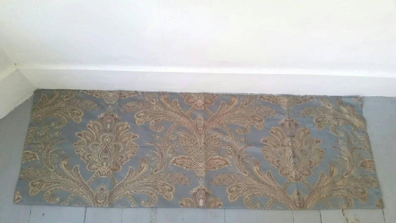 Vintage Damask Slate Grey Window Curtain Topper Image 0