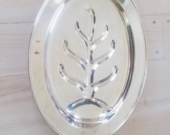 Large Silver Serving Platter. Silver Holiday serving dish. Large Turkey or roast serving tray. Christmas or holiday dinner serving platter.