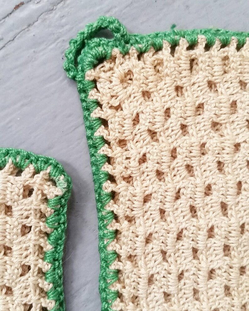 Pair of Vintage Hand Knit Pot Holders. Vintage Cotton Kitchen Etsy