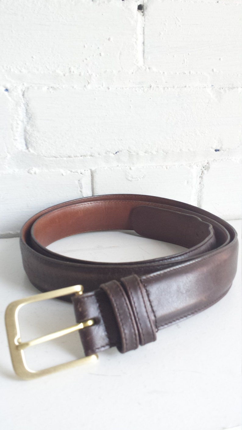 Large Brown Leather Coach Belt With Brass Hardware. Size Etsy