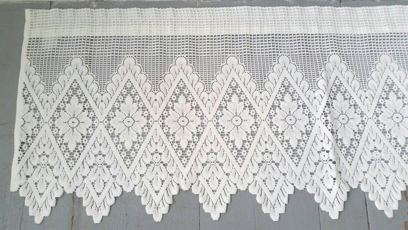 Large White Lace Window Curtain Vintage
