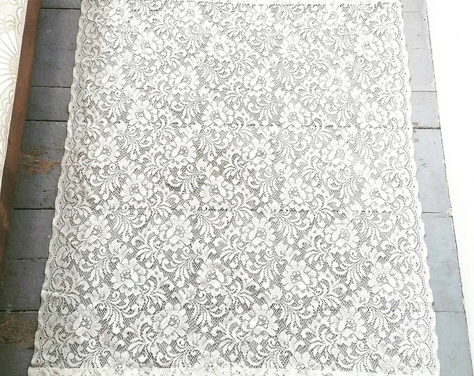 Large White Lace Window Curtains. Pair of Vintage White Lace Curtains