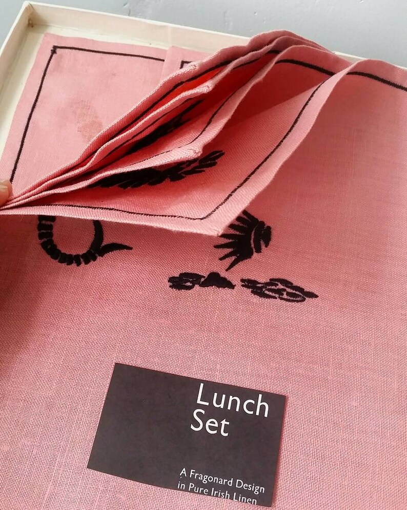 Vintage Perfumeire Fragonard Irish Linen Napkins and Placemat Etsy