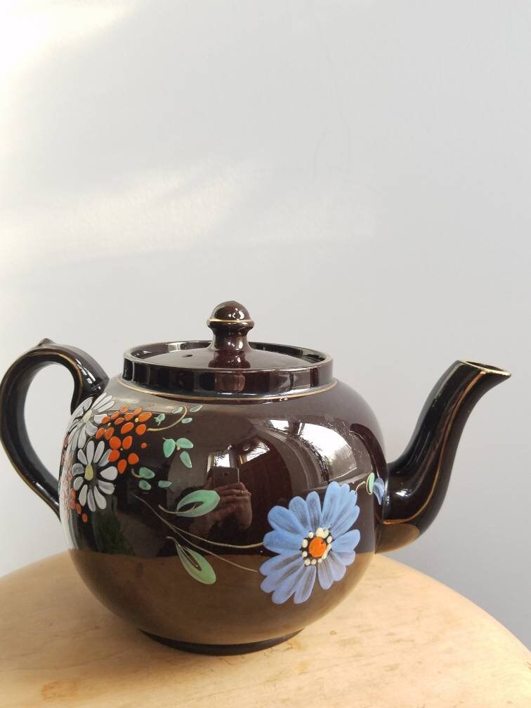 Antique Brown Betty English teapot. Antique Made in England Etsy