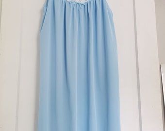 1960's flowy baby doll nightie. Blue baby doll night dress. 1960's sheer lace nightgown. Vintage sheer nightie. Size L.