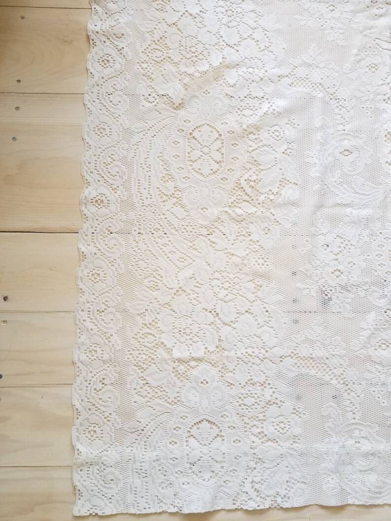 Large White Lace Window Curtain Panels. Vintage 1970's Etsy