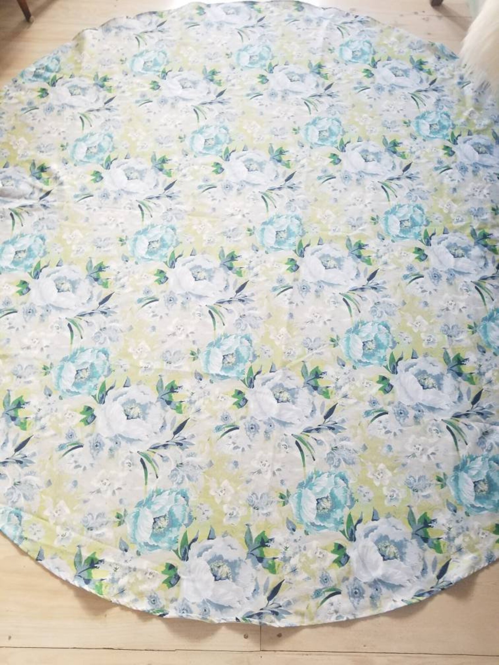 Massive Vintage Laura Ashley Floral Tablecloth. Large Round Floral