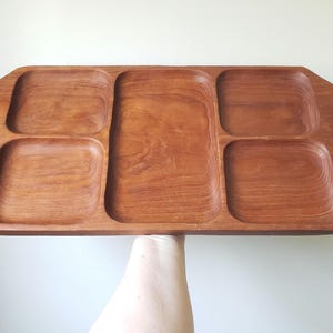 Mid century modern handmade organization tray. Vintage solid wood catch all vanity organizer. Slim entryway tray. Catch all wooden tray.