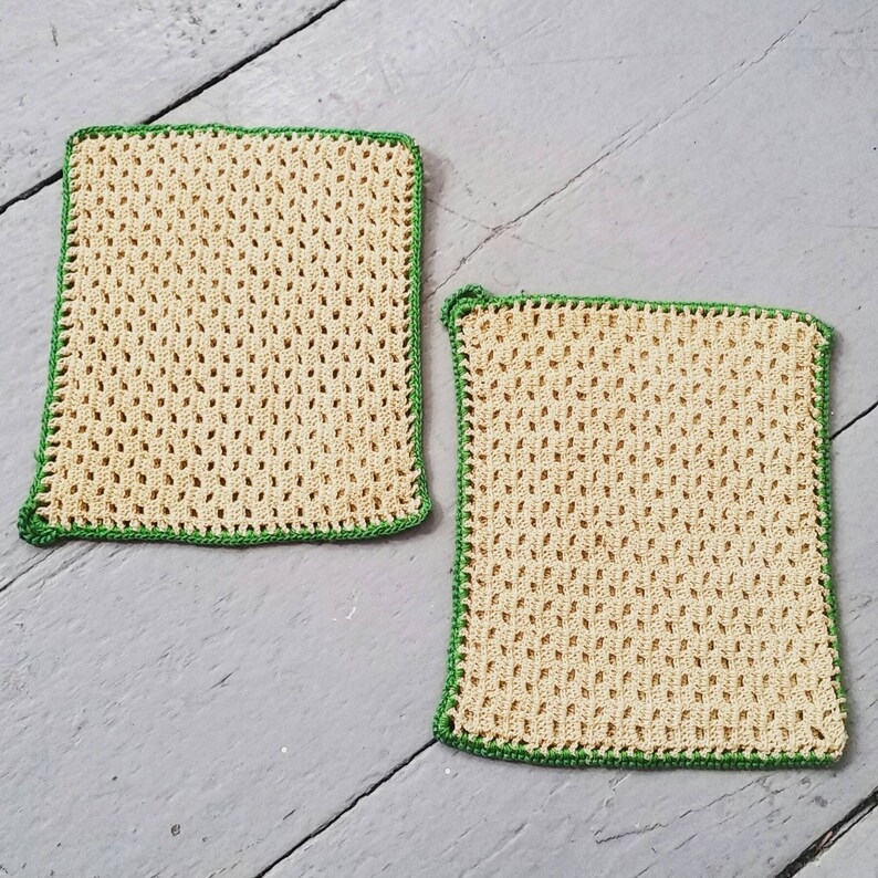 Pair of Vintage Hand Knit Pot Holders. Vintage Cotton Kitchen Etsy