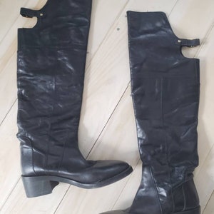 Vintage black designer Hibou over the knee boots. Vintage Hibou tall boots. Women's Hibou designer leather boots. Size 8/39 leather boots. image 5