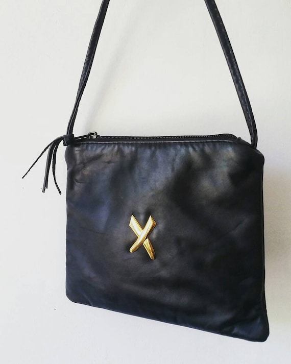 small black leather crossbody purse