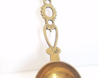 Large solid brass lovers spoon. Vintage lovers spoon. Brass coffee scoop. Vintage sailors valentine lovers spoon.Wedding gift.