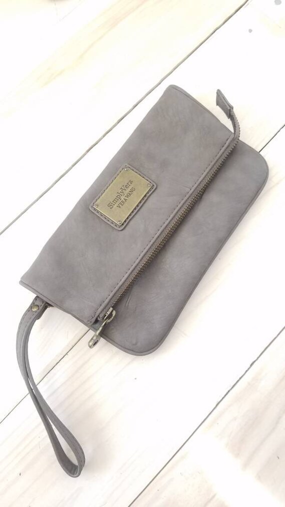 Vintage Vera Wang Grey Mist Wristlet With Antiqued Bronze Hardware