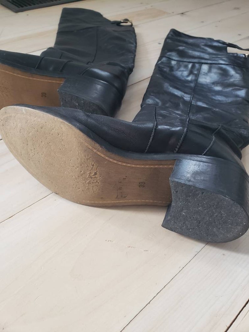Vintage black designer Hibou over the knee boots. Vintage Hibou tall boots. Women's Hibou designer leather boots. Size 8/39 leather boots. image 6