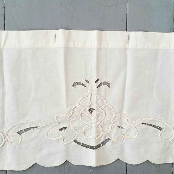 Extra Long Natural White Embroidered Cotton Curtain Topper Etsy