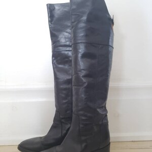 Vintage black designer Hibou over the knee boots. Vintage Hibou tall boots. Women's Hibou designer leather boots. Size 8/39 leather boots. image 4
