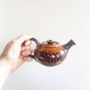 Small handmade boho ceramic teapot. Hand glazed pottery. Small studio ceramics teapot. Hostess gift, housewarming gift.