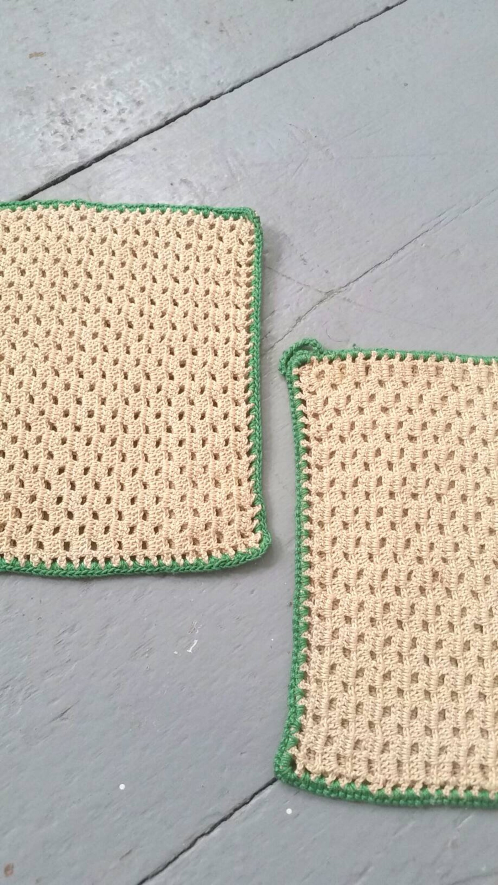 Pair of Vintage Hand Knit Pot Holders. Vintage Cotton Kitchen Etsy