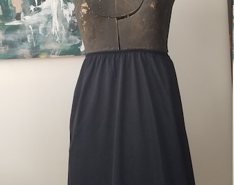 Vintage 1960's long black Lingerie slip. Long Patricia lingerie vintage black slip. Lace trimmed slip. Vintage black Large lingerie.