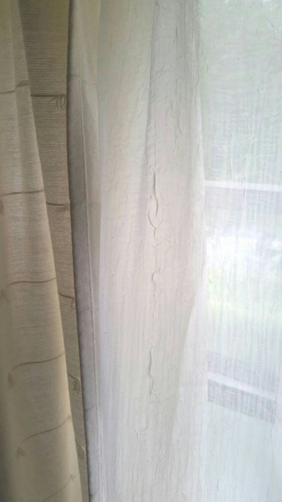 Minimalist Gauzy Extra Long Warm Natural White Sheer Curtains Etsy