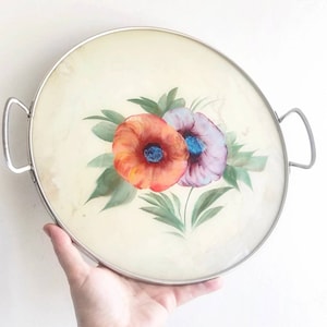 Antique Victorian German floral vanity tray. Antique German hand painted tray. Vintage art Nouveau tray. Hand painted German vanity tray.