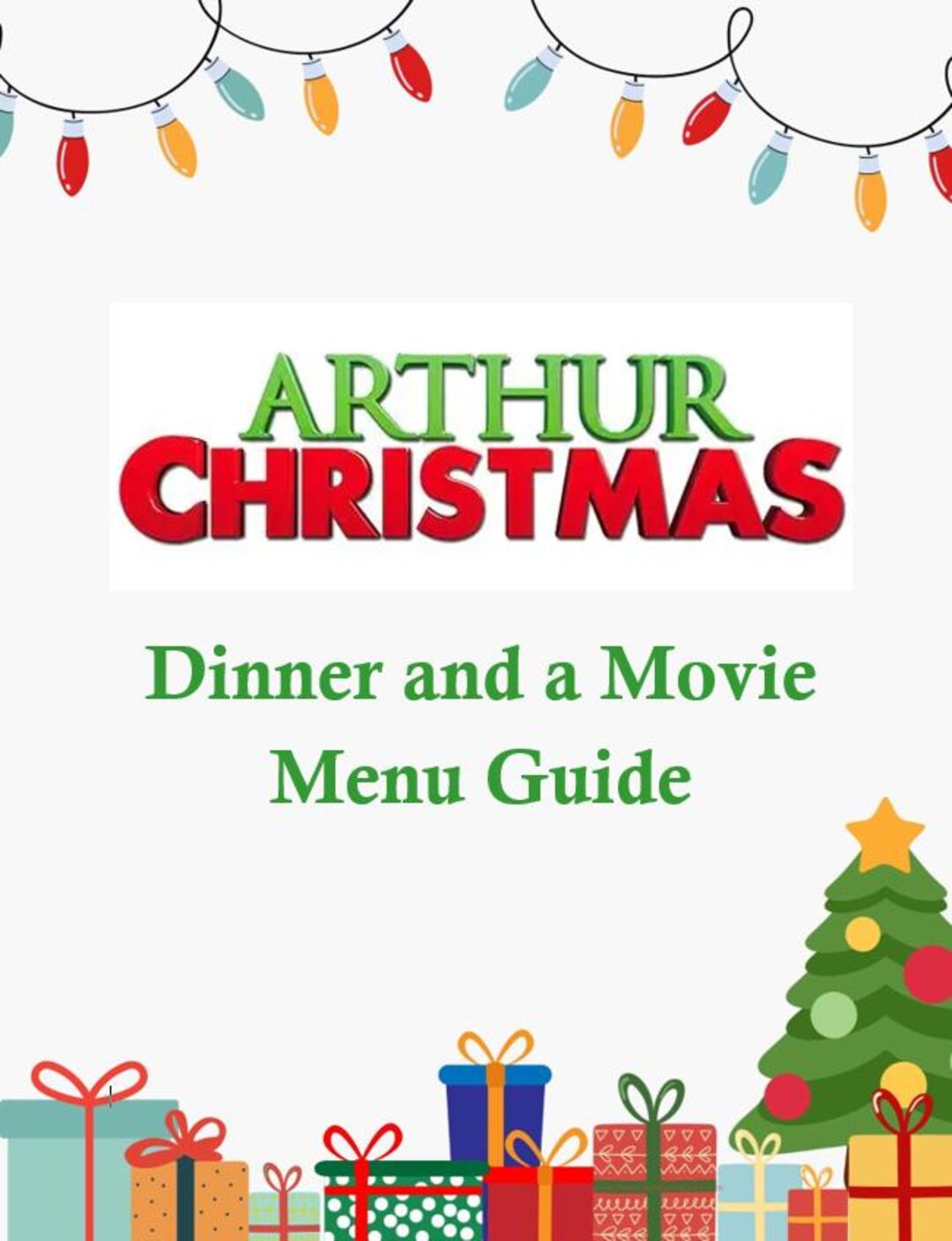 Arthur Christmas Dinner and a Movie Menu Guide - Etsy