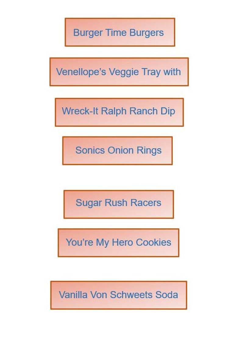 Recit Ralph Burger Wreck-it Ralph Dinner and a Movie Menu Guide - Etsy