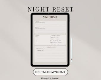 Night Routine Planner | Evening Reset Checklist | Soft Life Planner | Printable PDF