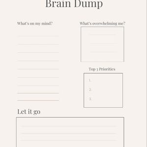 Brain Dump Planner | Mental Reset Worksheet | Overwhelmed Reset Page | Printable PDF image 2