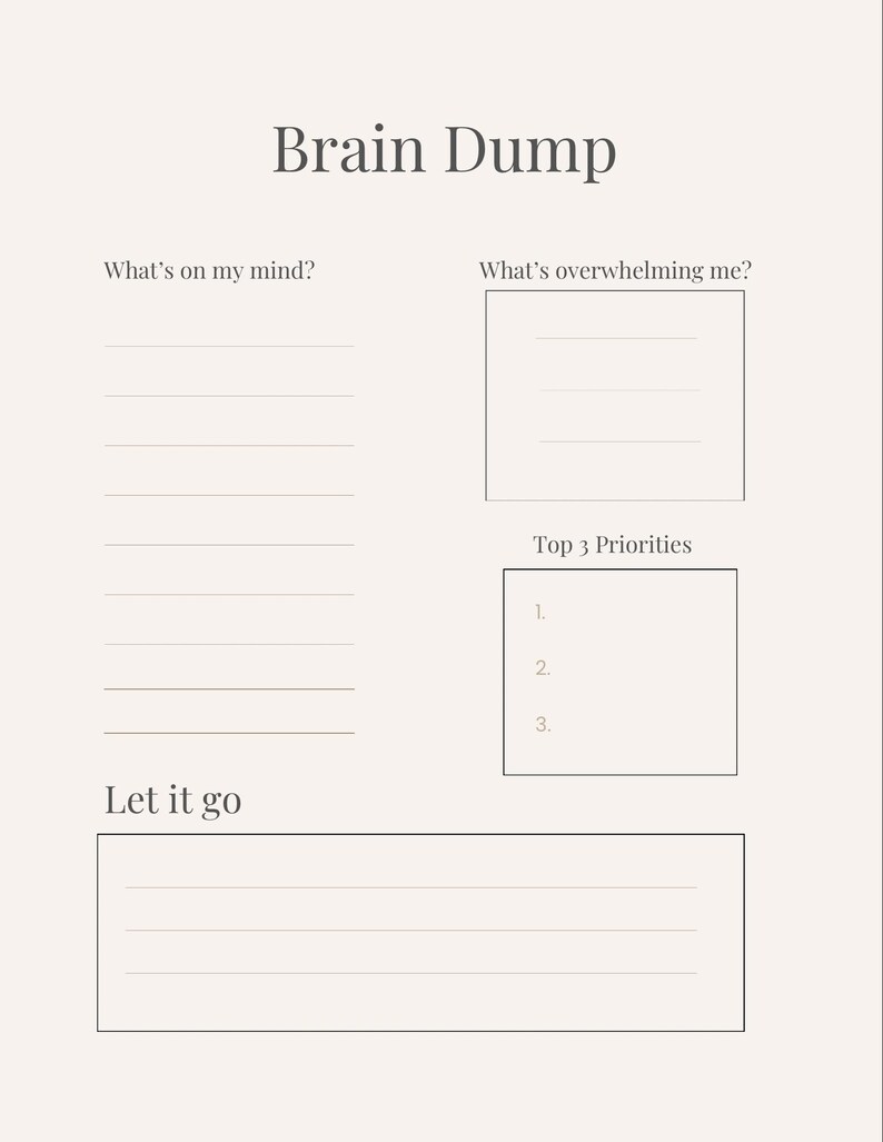 Brain Dump Planner | Mental Reset Worksheet | Overwhelmed Reset Page | Printable PDF image 2