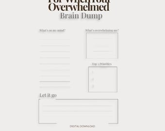 Brain Dump Planner | Mental Reset Worksheet | Overwhelmed Reset Page | Printable PDF