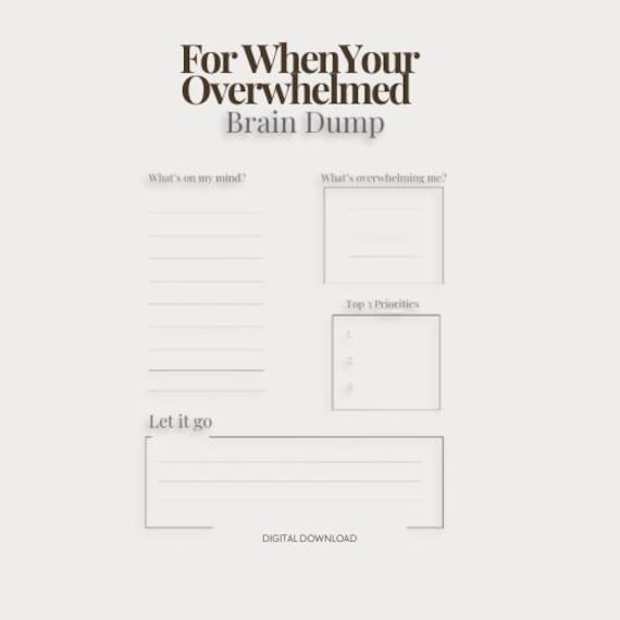 Brain Dump Planner | Mental Reset Worksheet | Overwhelmed Reset Page | Printable PDF