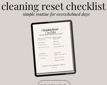 Cleaning Reset Checklist | Simple Routine for Overwhelmed Days (Digital Download)