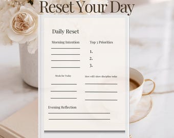 Daily Reset Planner | Morning& Night Routine, Productivity (Printable PDF)