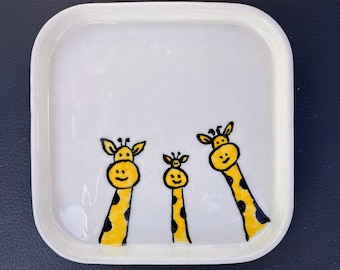 Handmade Ceramic Plate / Giraffe Painted