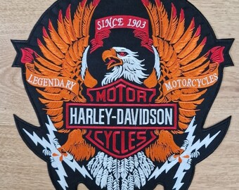 ハーレーダビッドソンモーターサイクル ラージイーグル刺繍パッチ フル