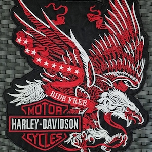 Harley Davidson Eagle Large Patch 12&quot; Harley Motorcycle Jacket Embroidered Patch