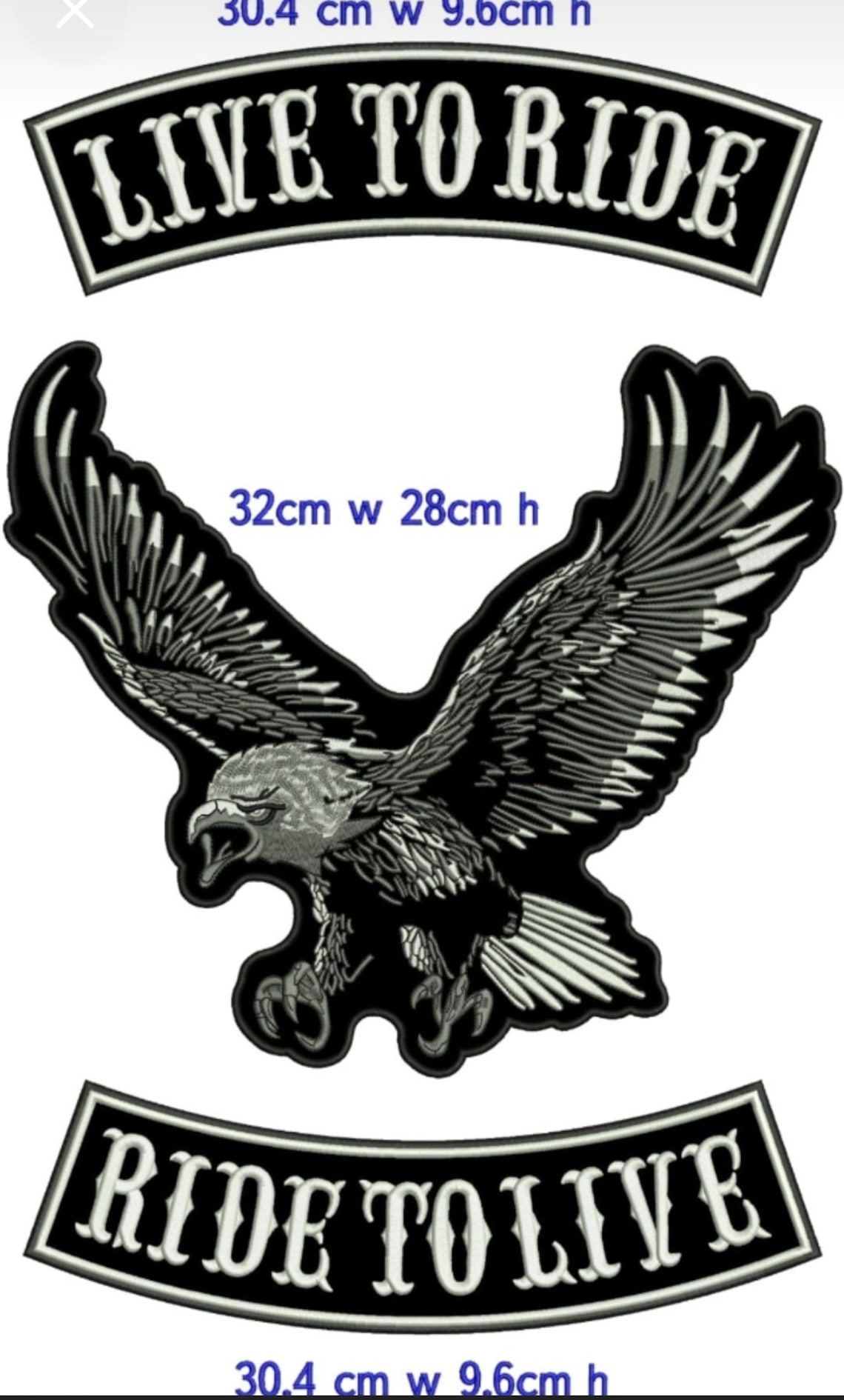 Live to Ride Ride to Live Patch With Eagle Embroidery Patches Iron On ...
