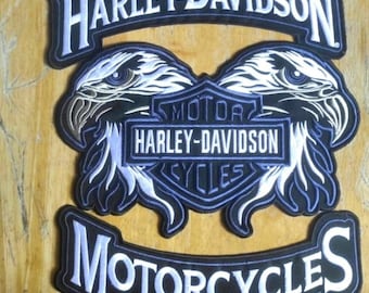 Harley Davidson patch 3 Piece blue Eagle Patches For Jacket Motorcyclist iron on embroidery
