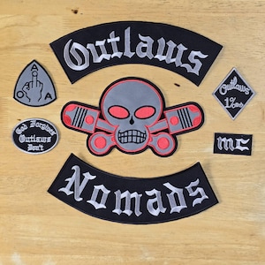 Parche bordado termoadhesivo "Outlaw Chicago/Nomad Forgives" para motociclista, conjunto completo