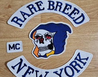 Rare Breed New York MC Embroidery Patches for Biker jacket/ vest Iron on set of 4 Pcs.